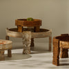 Tree Stripes Maala Hand Carved Chakki Accent Coffee Table (Natural) - Large Deals499