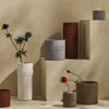 Tree Stripes Leather Look Cylinder Pot - Light Grey (Medium) Deals499