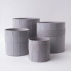 Tree Stripes Leather Look Cylinder Pot - Light Grey (Medium) Deals499