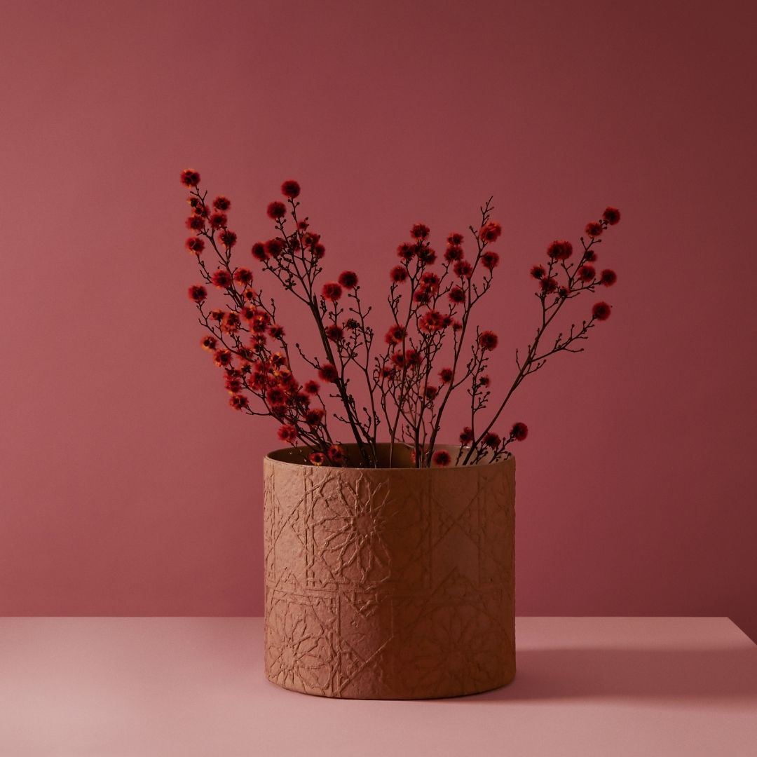 Tree Stripes Cylinder Pot Diwali - Caramel Cafe (Medium) Deals499