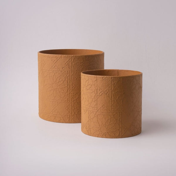 Tree Stripes Cylinder Pot Diwali - Ochre (Large) Deals499