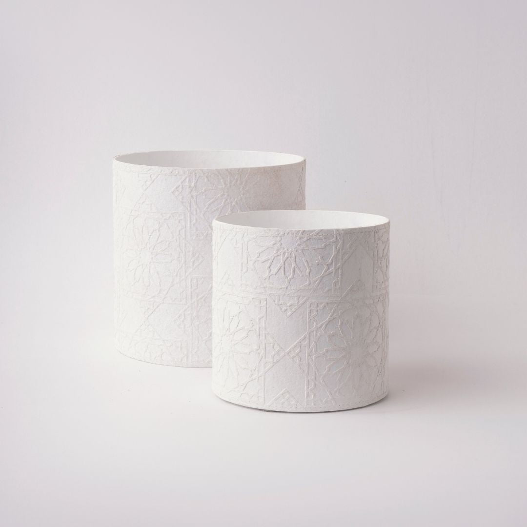 Tree Stripes Cylinder Pot Diwali - White (Large) Deals499