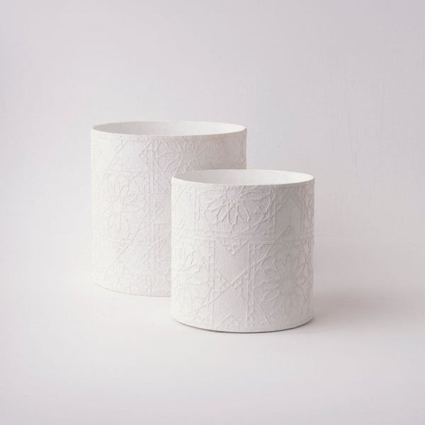 Tree Stripes Cylinder Pot Diwali - White (Large) Deals499
