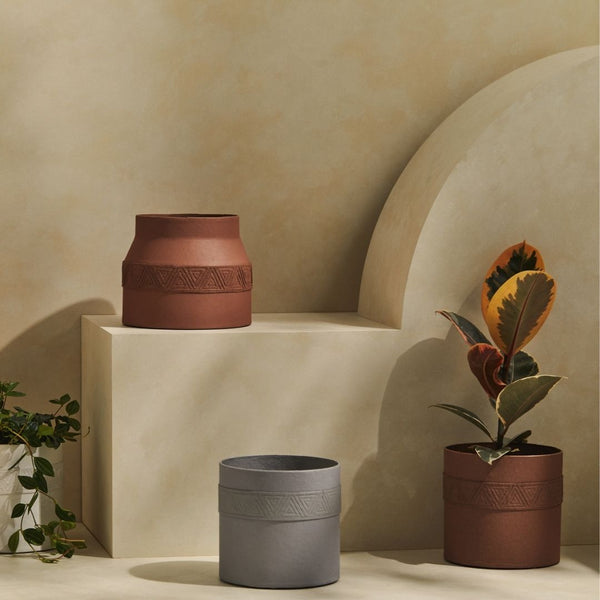 Tree Stripes Cylinder Pot Kilima - Rustic Brown (Large) Deals499