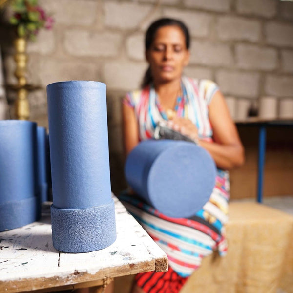 Tree Stripes Textured Base Bud Vase in Blue Deals499