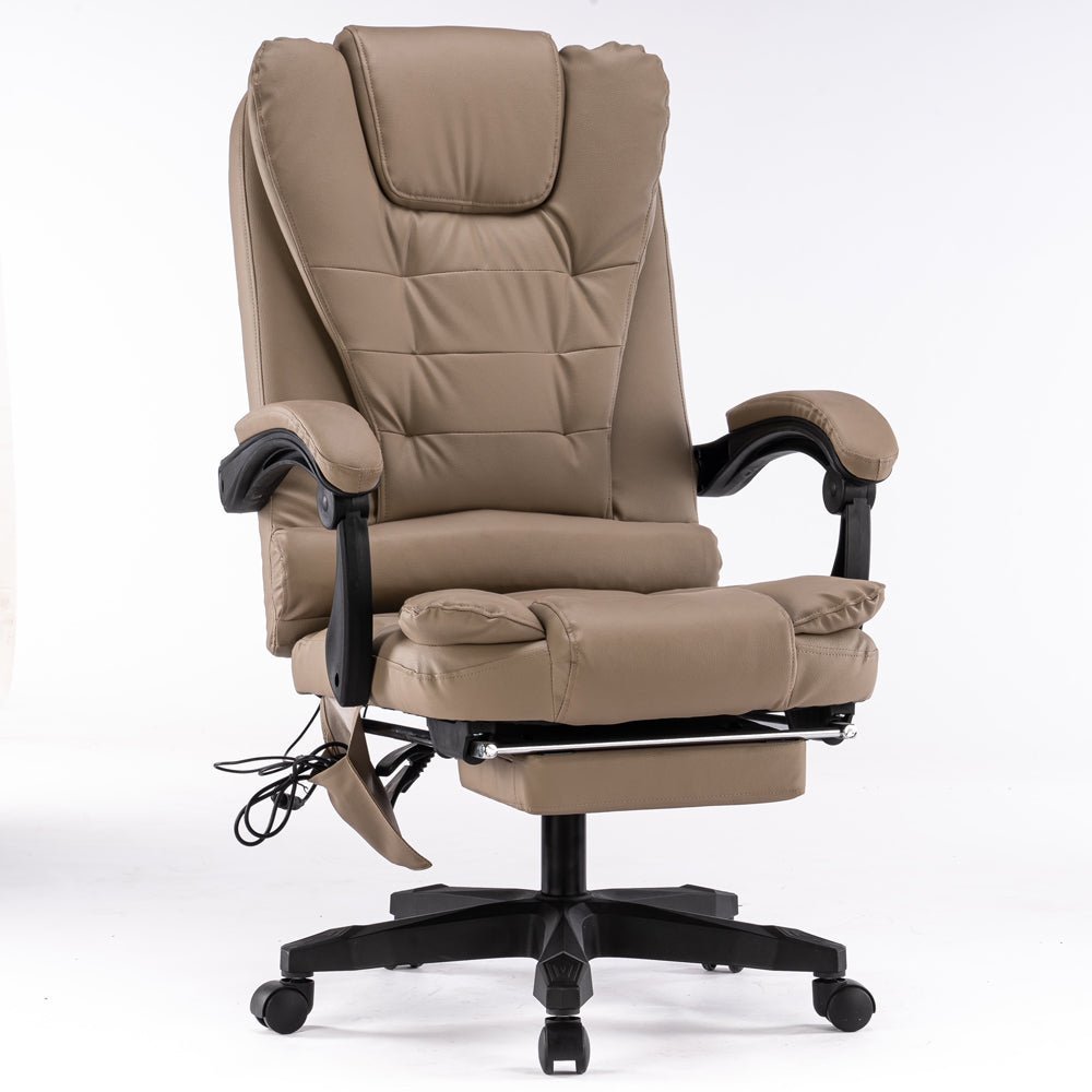 8 Point Massage Chair Executive Office Computer Seat Footrest Recliner Pu Leather Pink Deals499