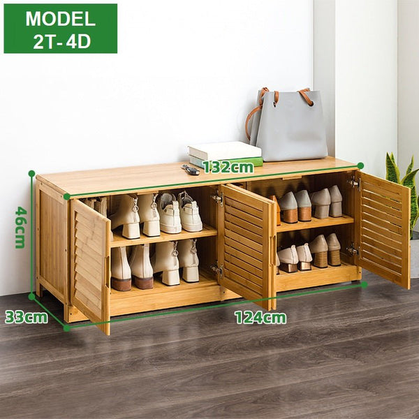 Bamboo Bench Seat Shoe Rack Shoe Bench Storage Bench 99cm Deals499