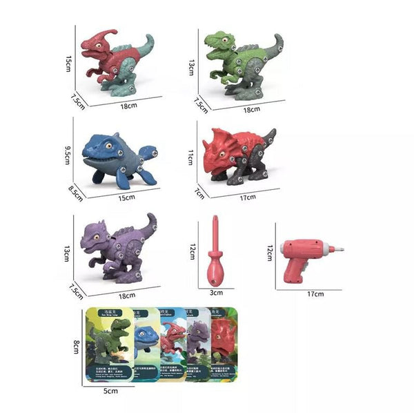 Disassemble Blocks Jurassic Dinosaurs Building Blocks Toys Battery Drill Tyrannosaurus Rex Wyvern Velociraptor Stegosaurus 3 Deals499