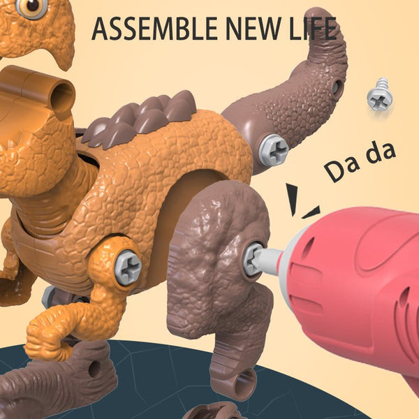 Disassemble Blocks Jurassic Dinosaurs Building Blocks Toys Battery Drill Tyrannosaurus Rex Wyvern Velociraptor Stegosaurus 3 Deals499