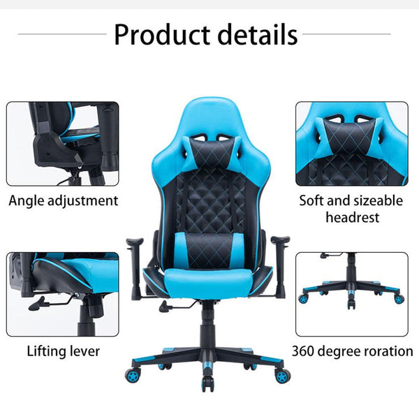 Gaming Chair Ergonomic Racing chair 165° Reclining Gaming Seat 3D Armrest Footrest Black Blue Deals499