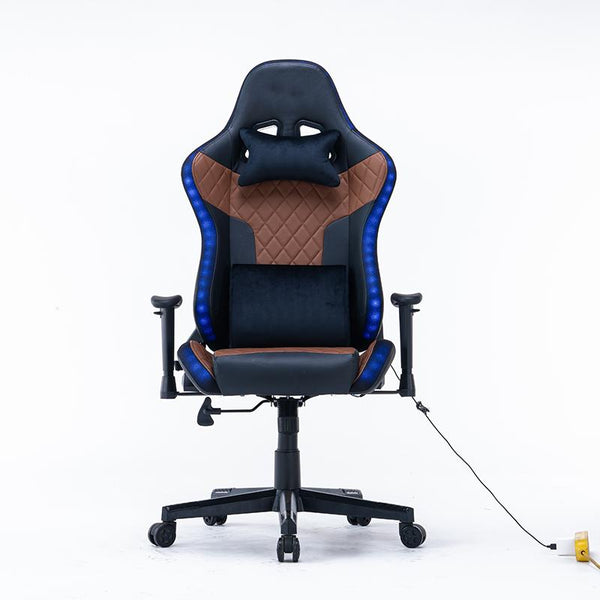 7 RGB Lights Bluetooth Speaker Gaming Chair Ergonomic Racing chair 165° Reclining Gaming Seat 4D Armrest Footrest Black Red Deals499
