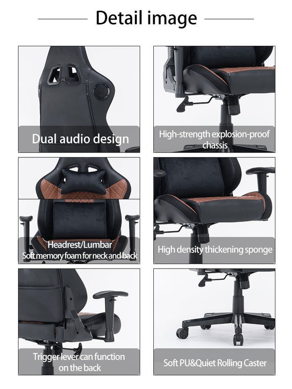 7 RGB Lights Bluetooth Speaker Gaming Chair Ergonomic Racing chair 165° Reclining Gaming Seat 4D Armrest Footrest Black Red Deals499