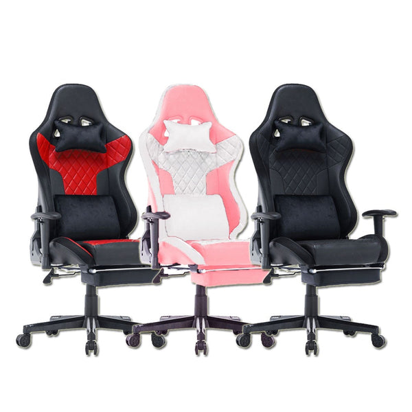 7 RGB Lights Bluetooth Speaker Gaming Chair Ergonomic Racing chair 165° Reclining Gaming Seat 4D Armrest Footrest Black Red Deals499