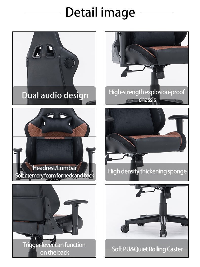 7 RGB Lights Bluetooth Speaker Gaming Chair Ergonomic Racing chair 165° Reclining Gaming Seat 4D Armrest Footrest Pink White Deals499