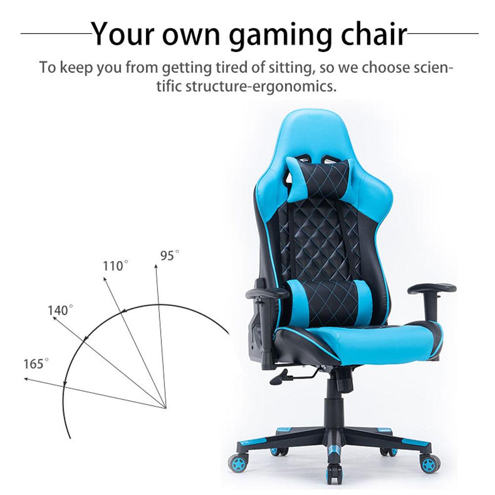 Gaming Chair Ergonomic Racing chair 165° Reclining Gaming Seat 3D Armrest Footrest Black Deals499