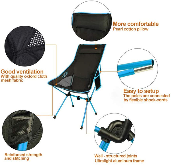 Camping Chair Folding High Back Backpacking Chair with Headrest, Lightweight Portable Compact for Outdoor Camp, Travel, Beach, Picnic, Festival Deals499