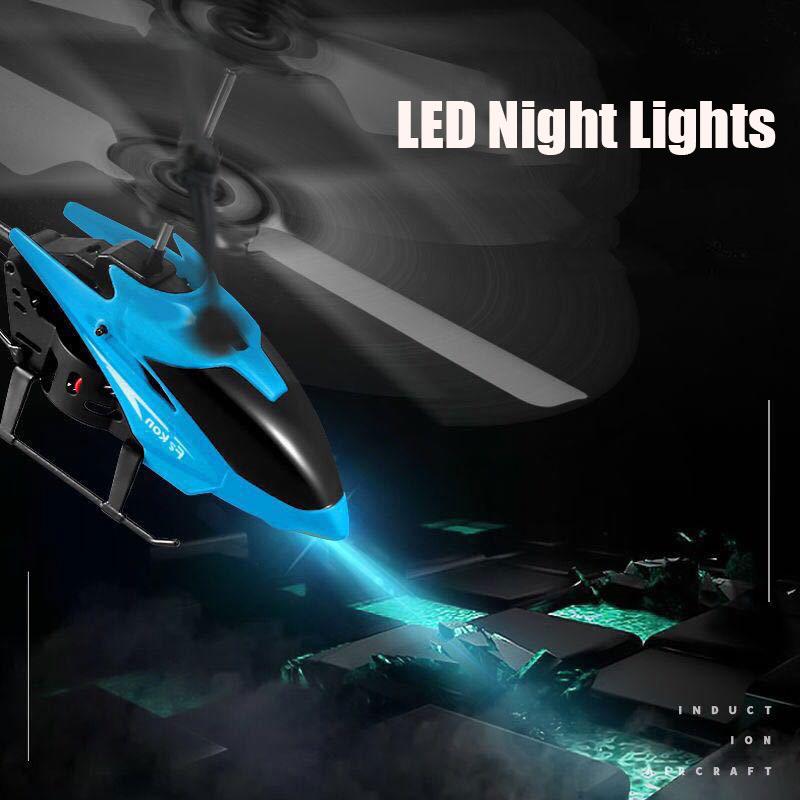 Mini RC Infrared Induction Helicopter Aircraft Drone Flashing Light Toys Christmas Gift Blue Deals499