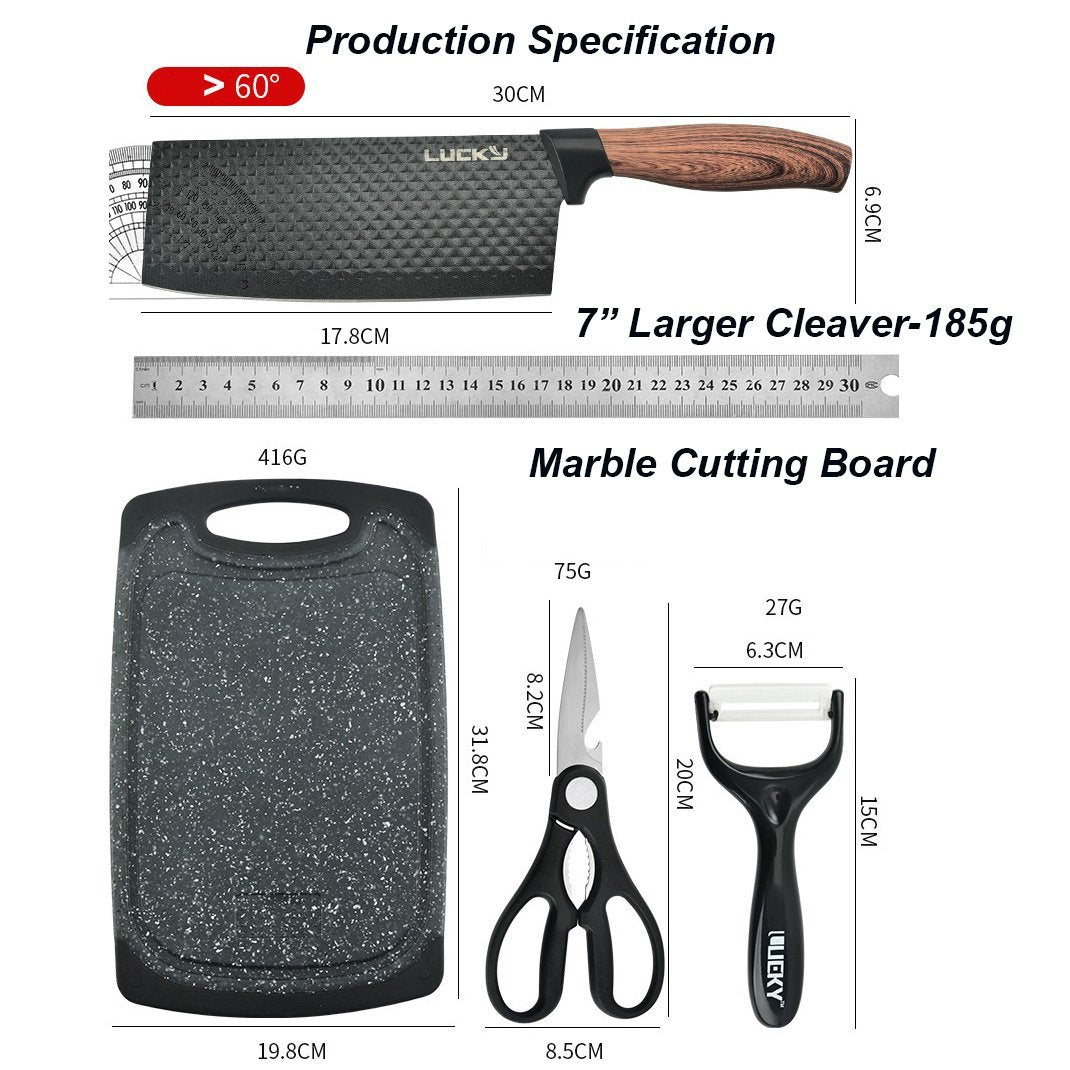 6 pieces Kitchen Knife Set Everich Chef Knives Stainless Steel Nonstick Scissor Cutting Board Deals499