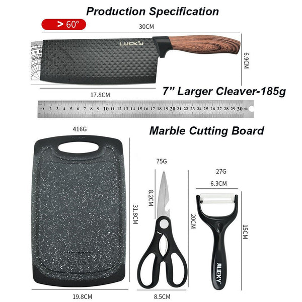 6 pieces Kitchen Knife Set Everich Chef Knives Stainless Steel Nonstick Scissor Cutting Board Deals499