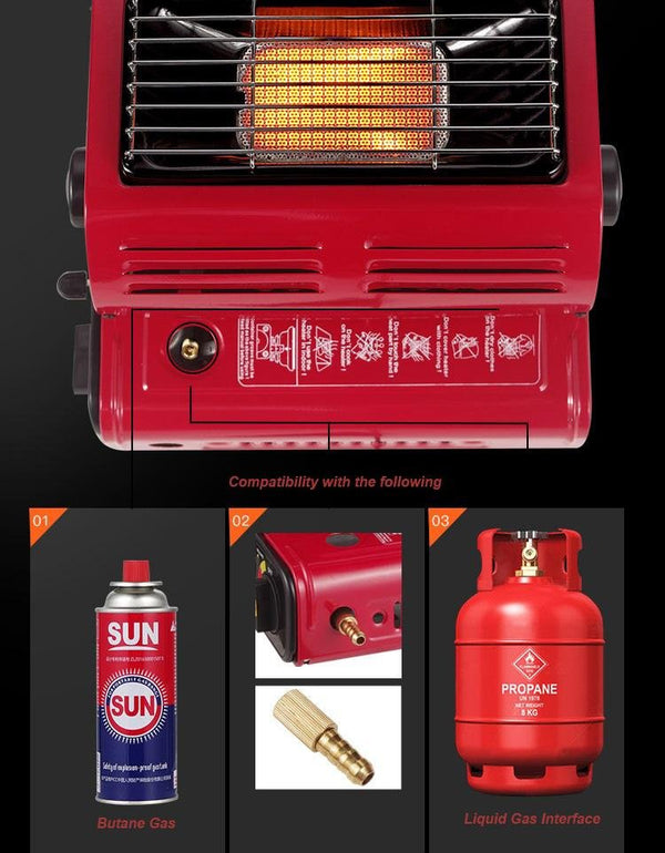 Portable Butane Gas Heater Camping Camp Tent Outdoor Hiking Camper Survival AU Black Deals499