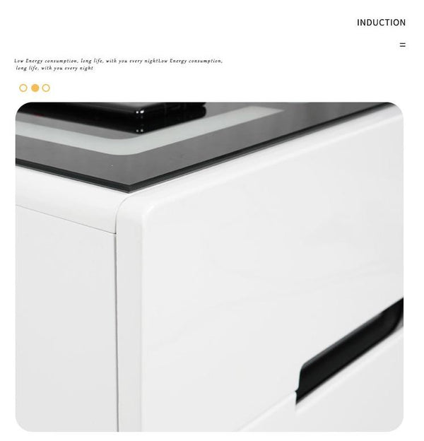 Smart Bedside Tables Side 3 Drawers Wireless Charging Nightstand LED Light USB Right Hand Connection Deals499