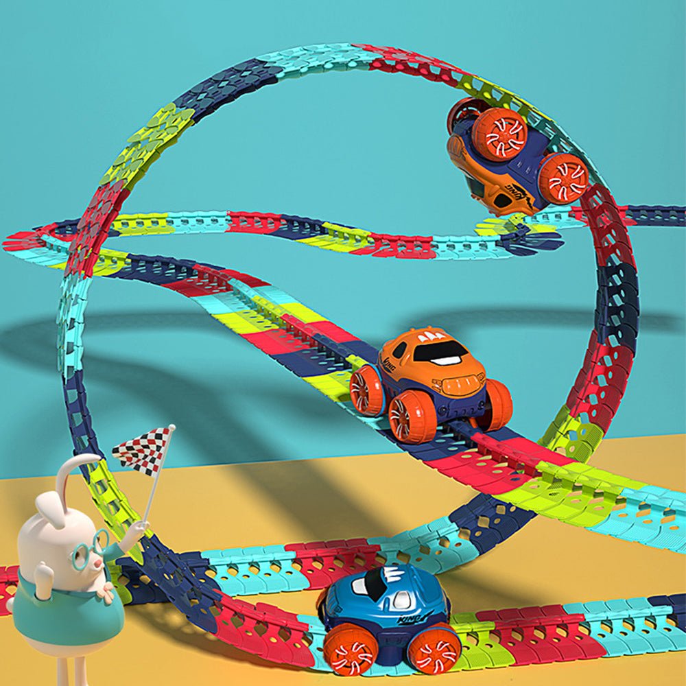 Changeable Track In The Dark Track with LED Light-Up Race Car Flexible Track Toy 92 Deals499