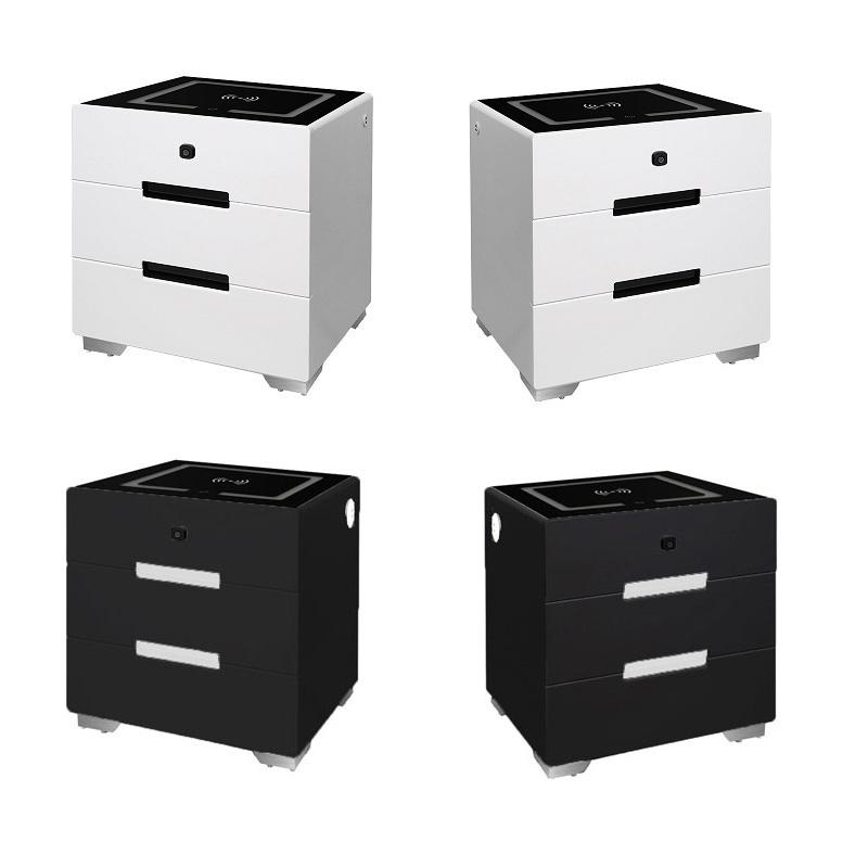Smart Bedside Tables Finger Print Lock Side 3 Drawers Wireless Charging USB Nightstand LED AU Deals499