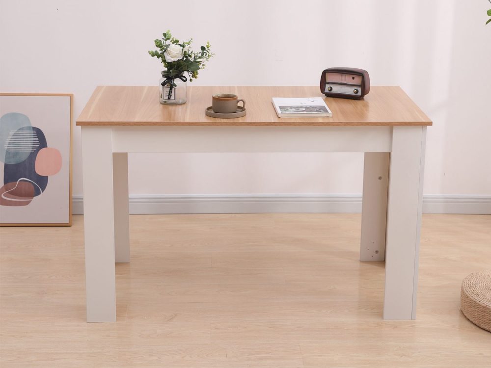 Dining Table Rectangular Wooden 120M-Wood&White Deals499