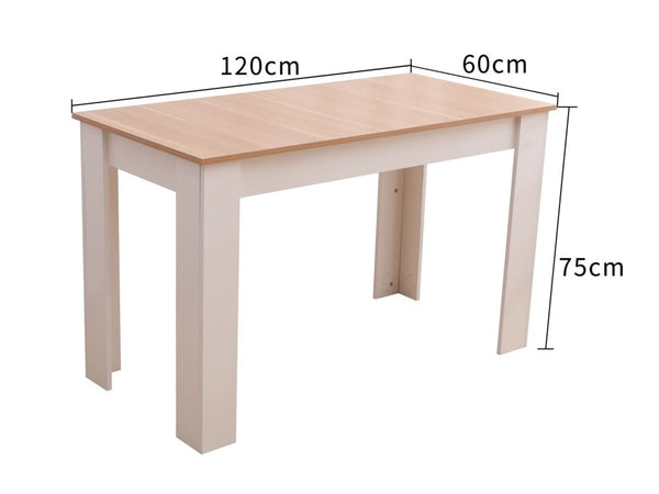 Dining Table Rectangular Wooden 120M-Wood&White Deals499