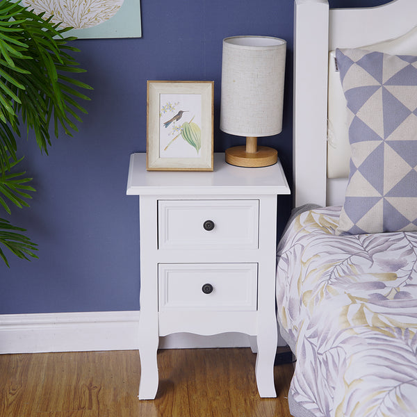 French Bedside Table Nightstand White Set of 2 Deals499