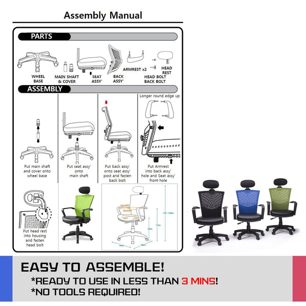 Korean Black Office Chair Ergonomic Chill Deals499