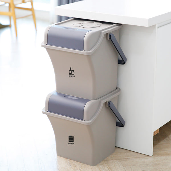 Nplastic 2 Set Brown Stackable Recycle BinRubbish Open-Touch Flip Lid 45L Deals499