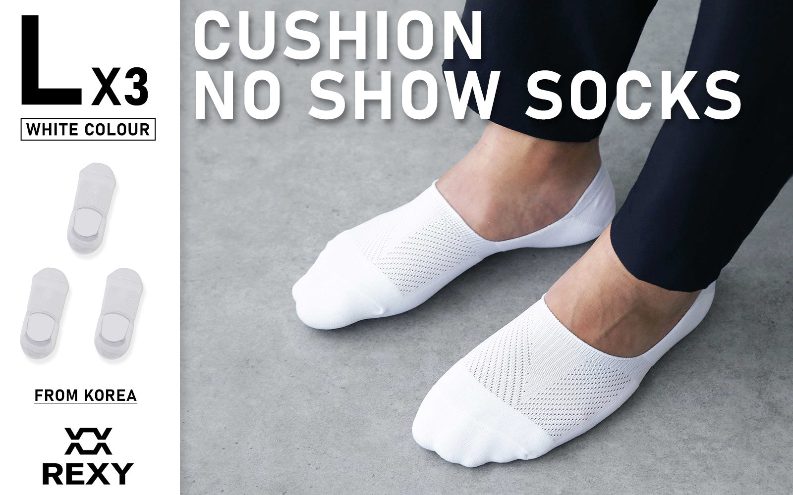 Rexy 3 Pack Large White Cushion No Show Ankle Socks Non-Slip Breathable from Deals499 at Deals499