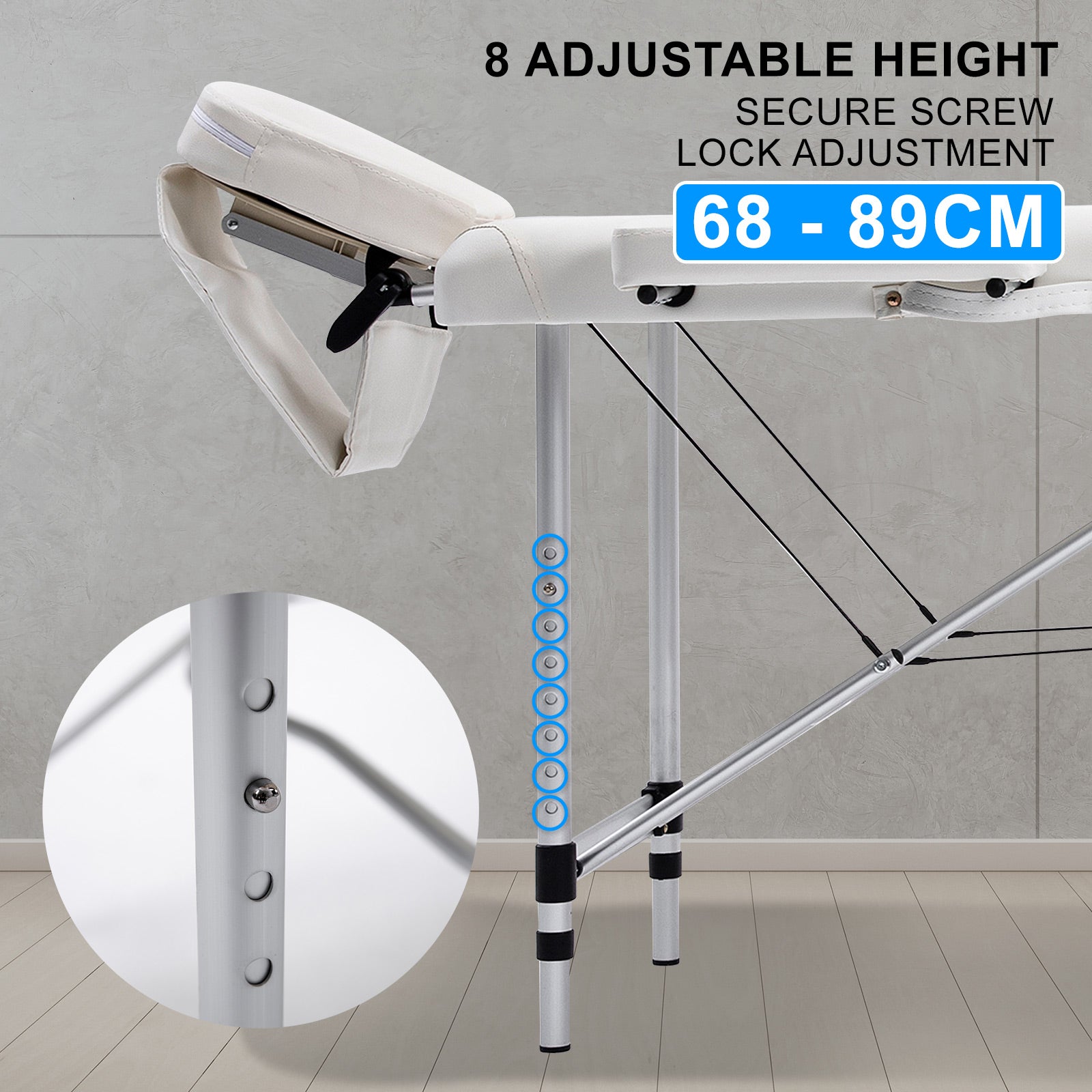 Forever Beauty White Portable Beauty Massage Table Bed Therapy Waxing 2 Fold 55cm Aluminium Deals499