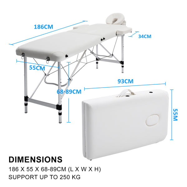 Forever Beauty White Portable Beauty Massage Table Bed Therapy Waxing 2 Fold 55cm Aluminium Deals499