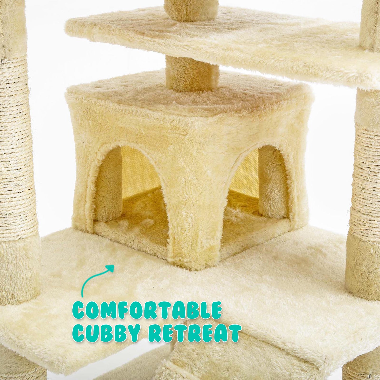 Paw Mate 130cm Beige Cat Tree Soho Multi Level Scratcher Deals499