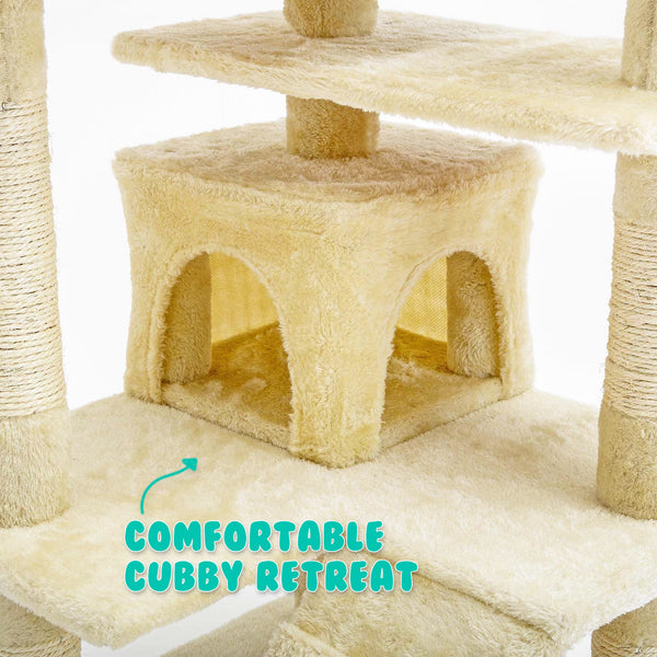 Paw Mate 130cm Beige Cat Tree Soho Multi Level Scratcher Deals499