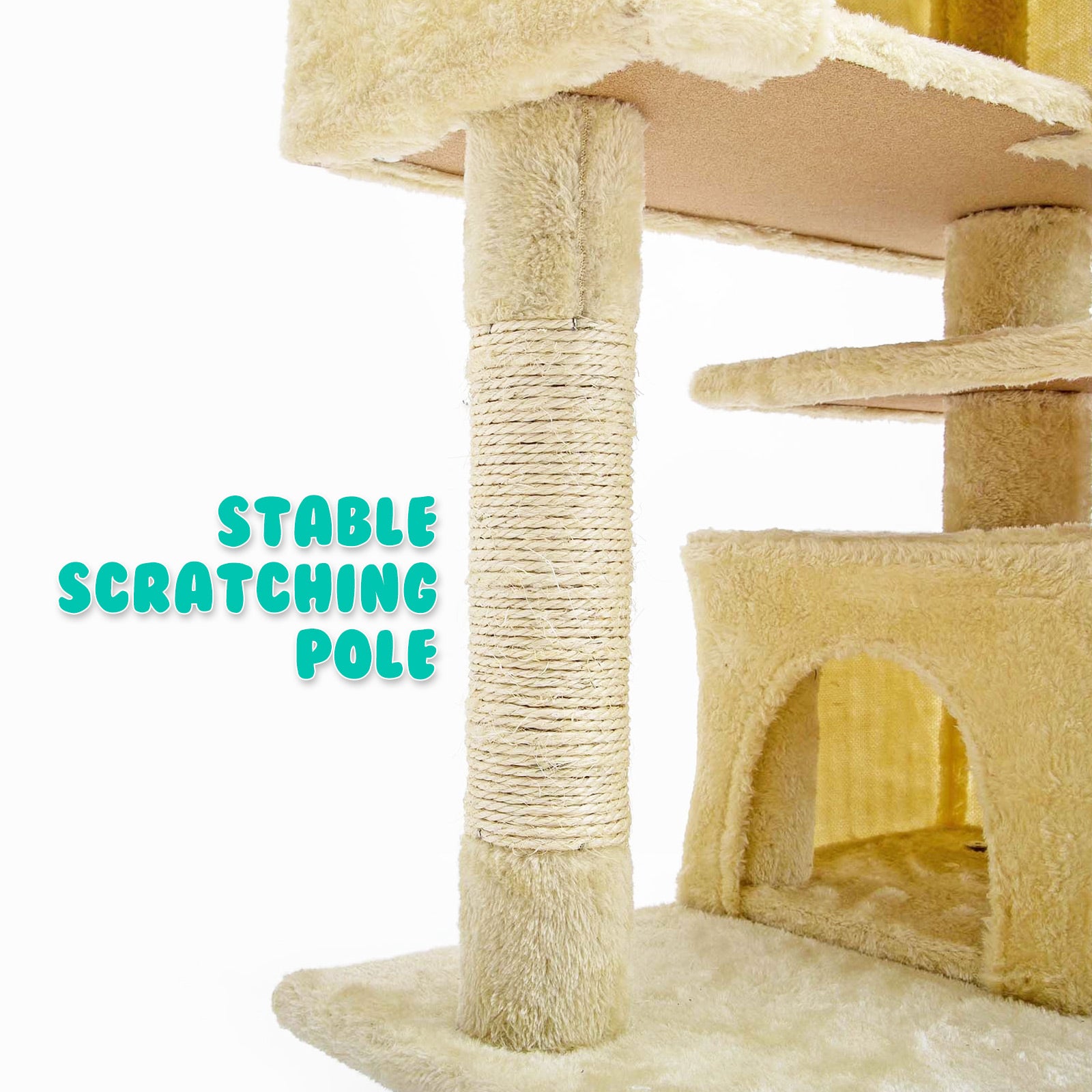 Paw Mate 130cm Beige Cat Tree Soho Multi Level Scratcher Deals499