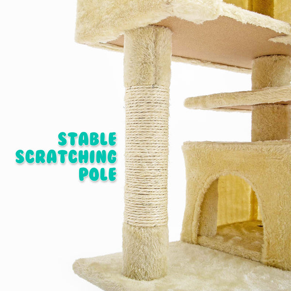 Paw Mate 130cm Beige Cat Tree Soho Multi Level Scratcher Deals499