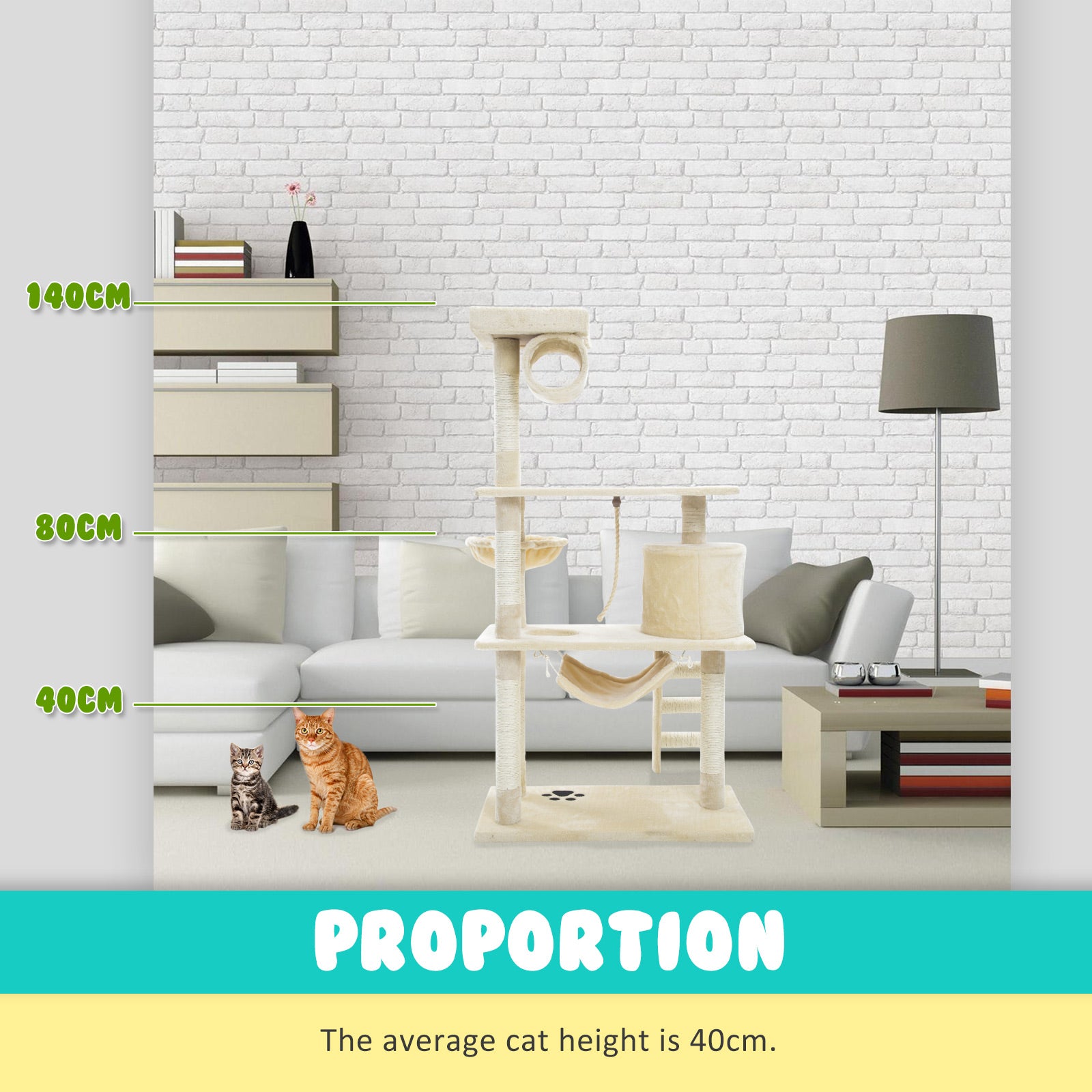 Paw Mate 140cm Beige Cat Tree Maple Multi Level Scratcher Deals499