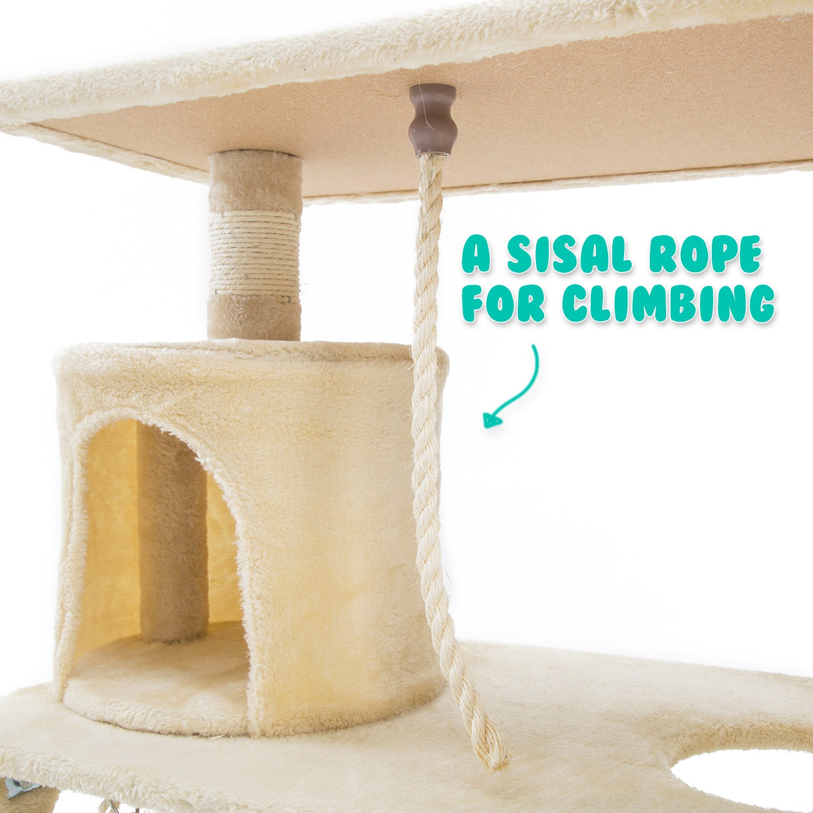 Paw Mate 140cm Beige Cat Tree Maple Multi Level Scratcher Deals499