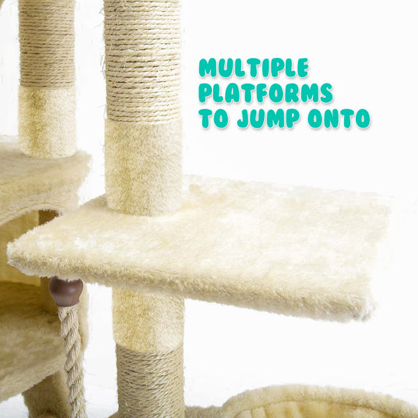 Paw Mate 262cm Beige Cat Tree Paradise Multi Level Scratcher Deals499