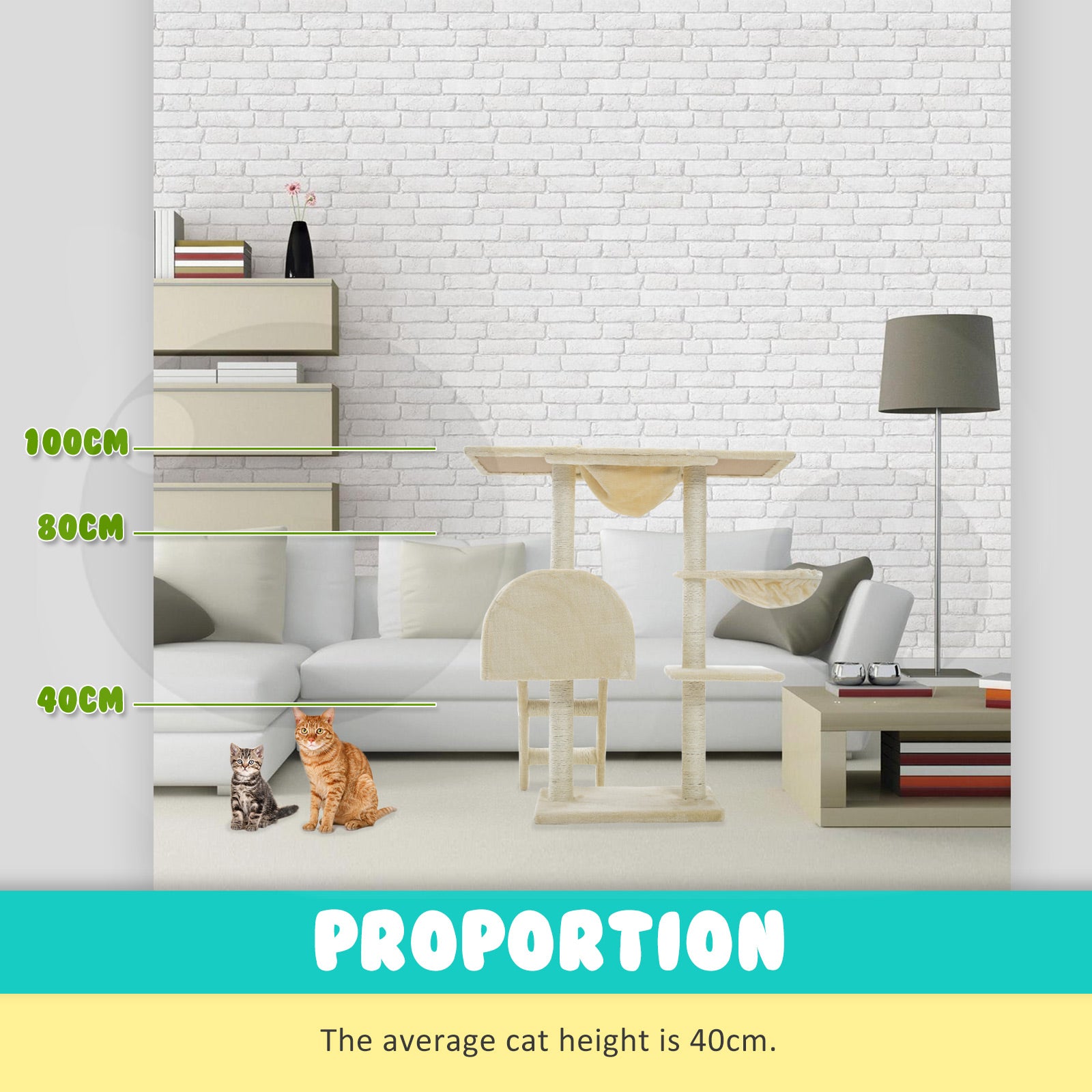 Paw Mate 100cm Beige Cat Tree Atacama Multi Level Scratcher Deals499