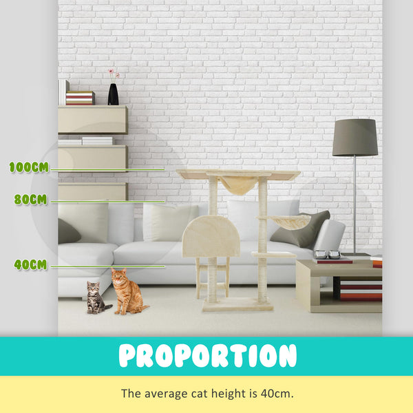 Paw Mate 100cm Beige Cat Tree Atacama Multi Level Scratcher Deals499