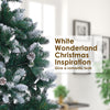 Home Ready 7Ft 210cm 1290 tips Green Snowy Christmas Tree Xmas Pine Cones + Bauble Balls Deals499