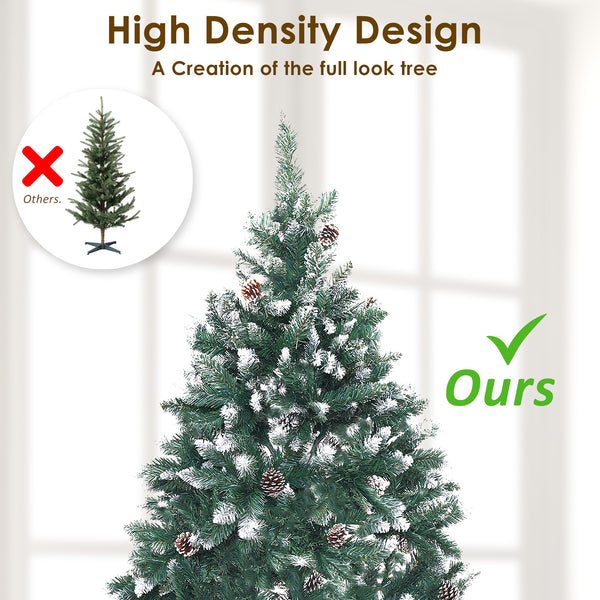 Home Ready 4Ft 120cm 390 tips Green Snowy Christmas Tree Xmas Pine Cones + Bauble Balls Deals499