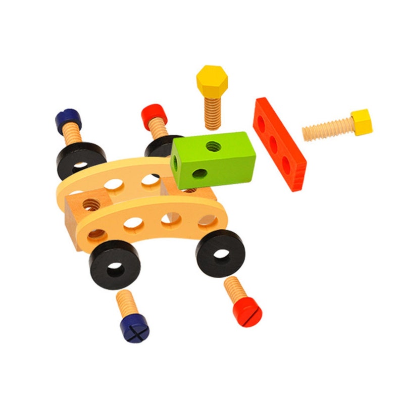 Children's pretend play build fix wood Toolbox Toy, Carpenter Traddie Set For toddlers and kids Deals499