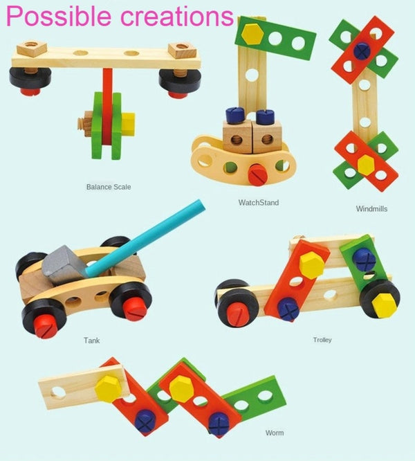 Children's pretend play build fix wood Toolbox Toy, Carpenter Traddie Set For toddlers and kids Deals499
