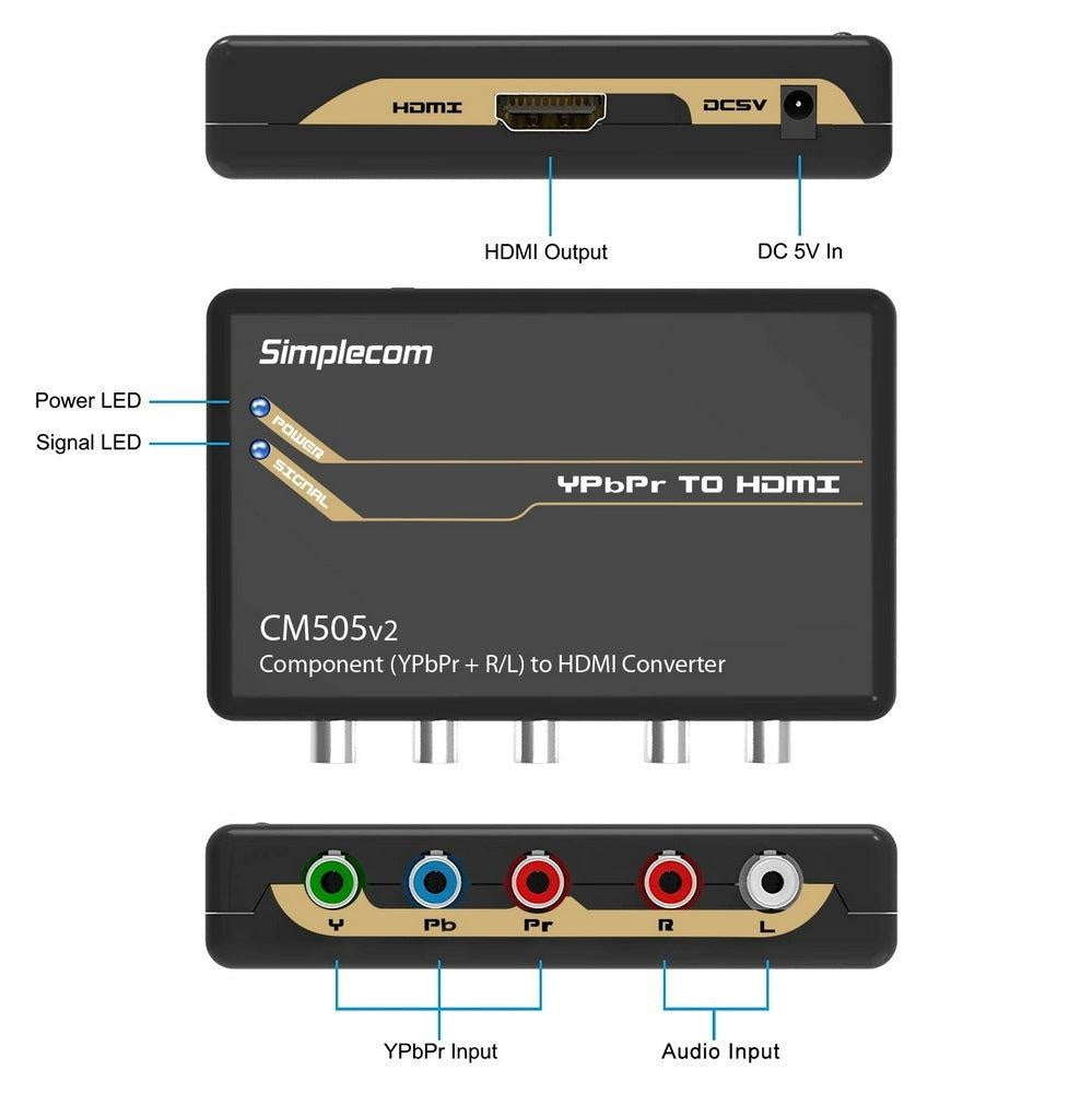 Simplecom CM505v2 Component (YPbPr + Stereo R/L) to HDMI Converter Full HD 1080p Deals499