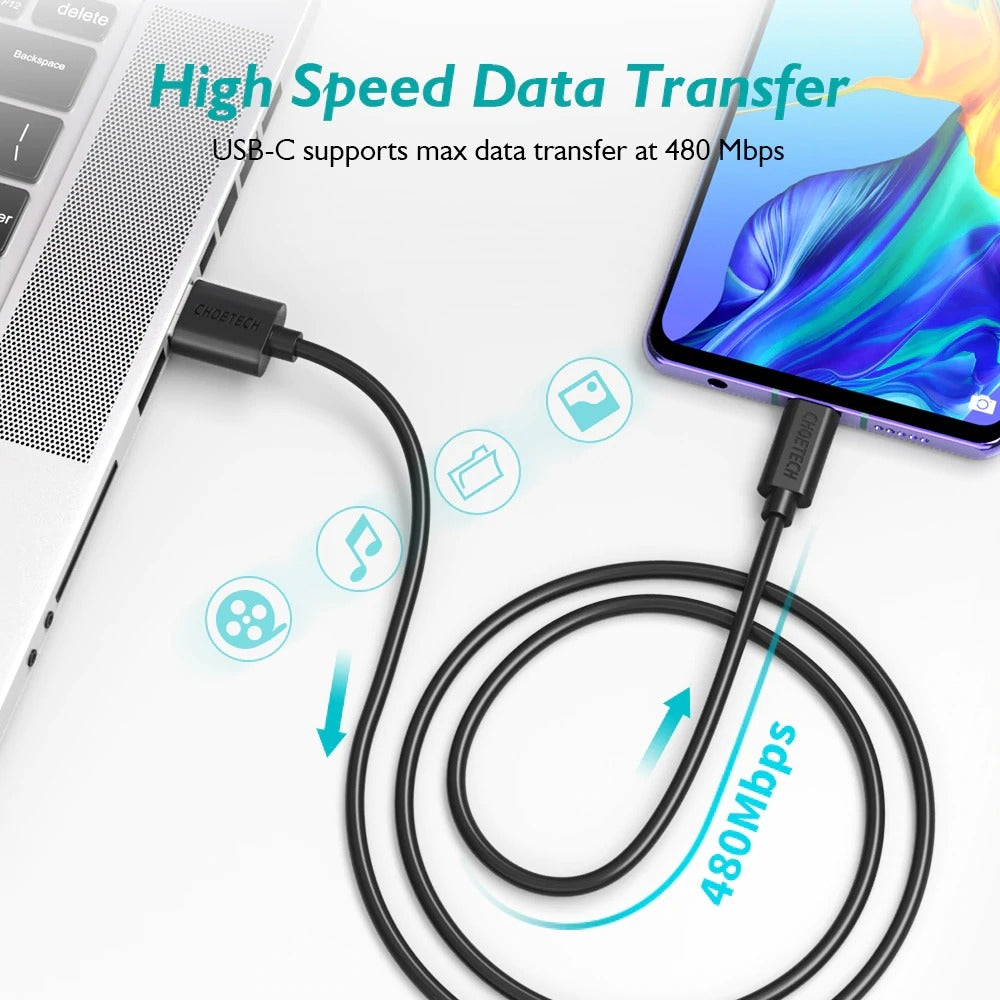 CHOETECH AC0001 USB-A to USB-C Charge & Sync Cable 0.5M Black Deals499
